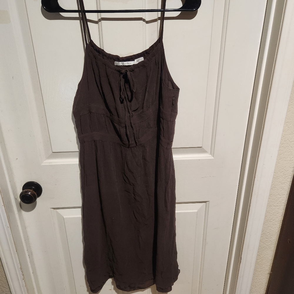 Cote Femme Silk Dress Brown Chiffon Forest Fairy Whimsy Sundress Made in France